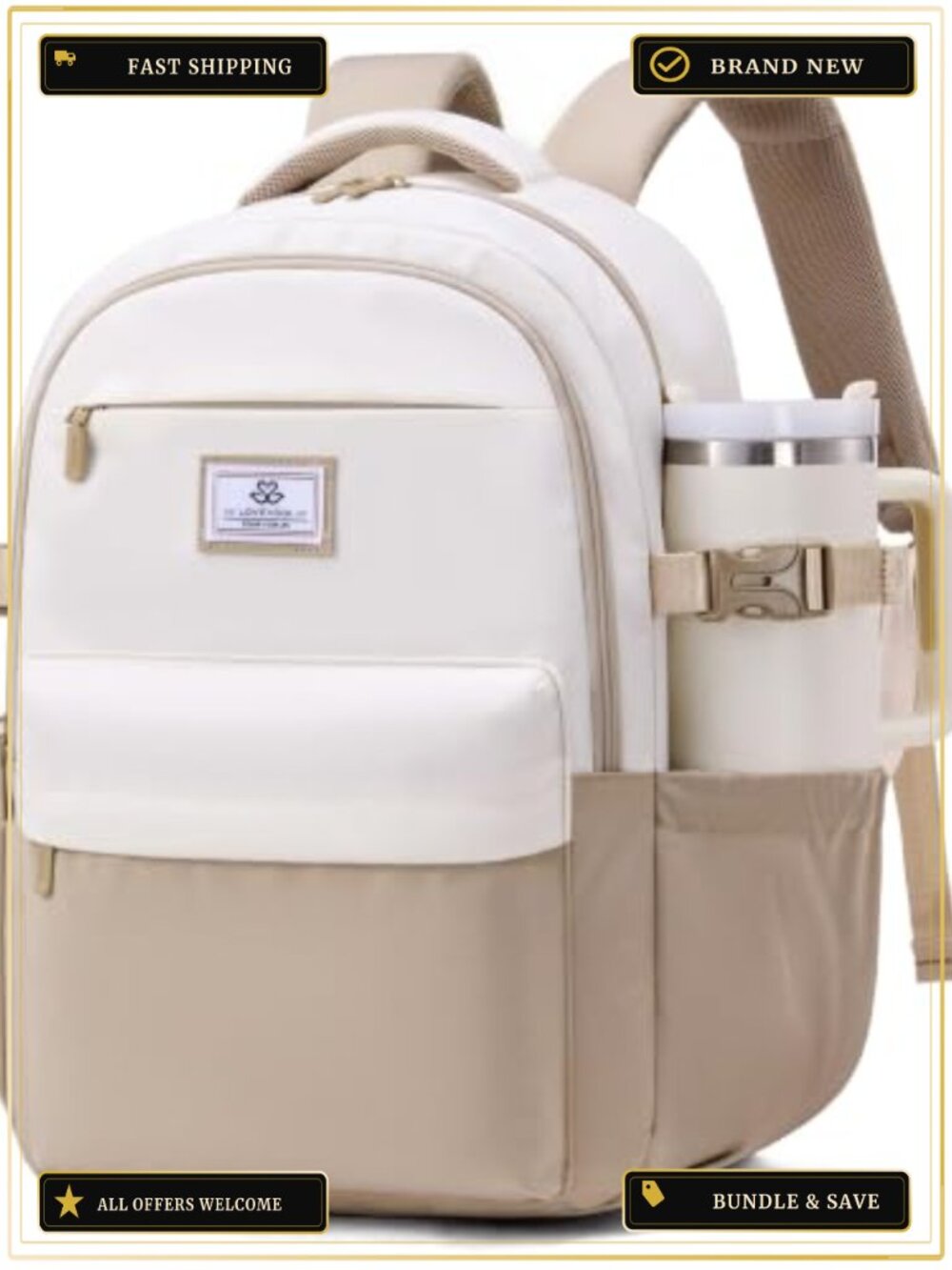 Laptop Backpack Women 15.6" College Bookbag 14 Pockets TSA Friendly